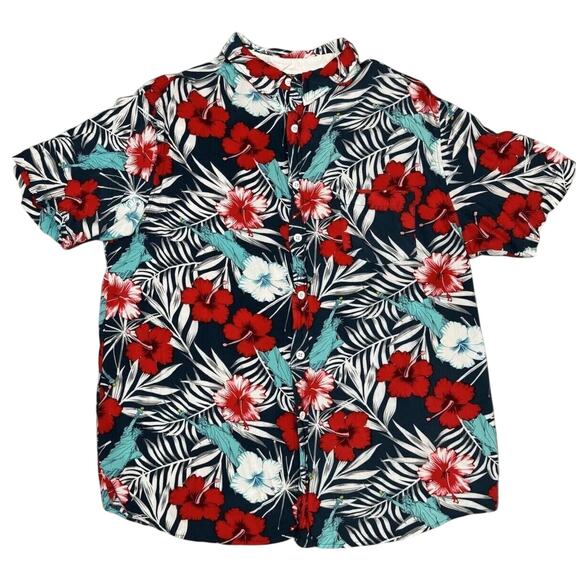 Fifth Sun Mens Hawaiian Hibiscus Button Up Tropical Shirt size Large - Picture 1 of 7